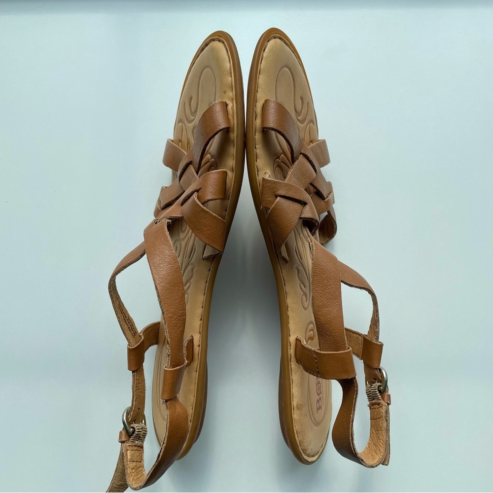 Born Women’s Leather Strappy Sandals Padded Footbed Size 8 Boho Tan Brown Summer - Picture 5 of 9